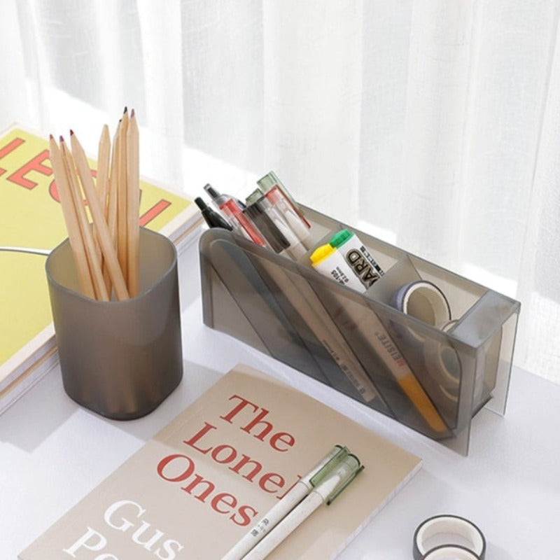 Creative Multifunctional 4 Grid Desktop Organizer Pen Holder Makeup Storage Box School Office Accessories Stationery