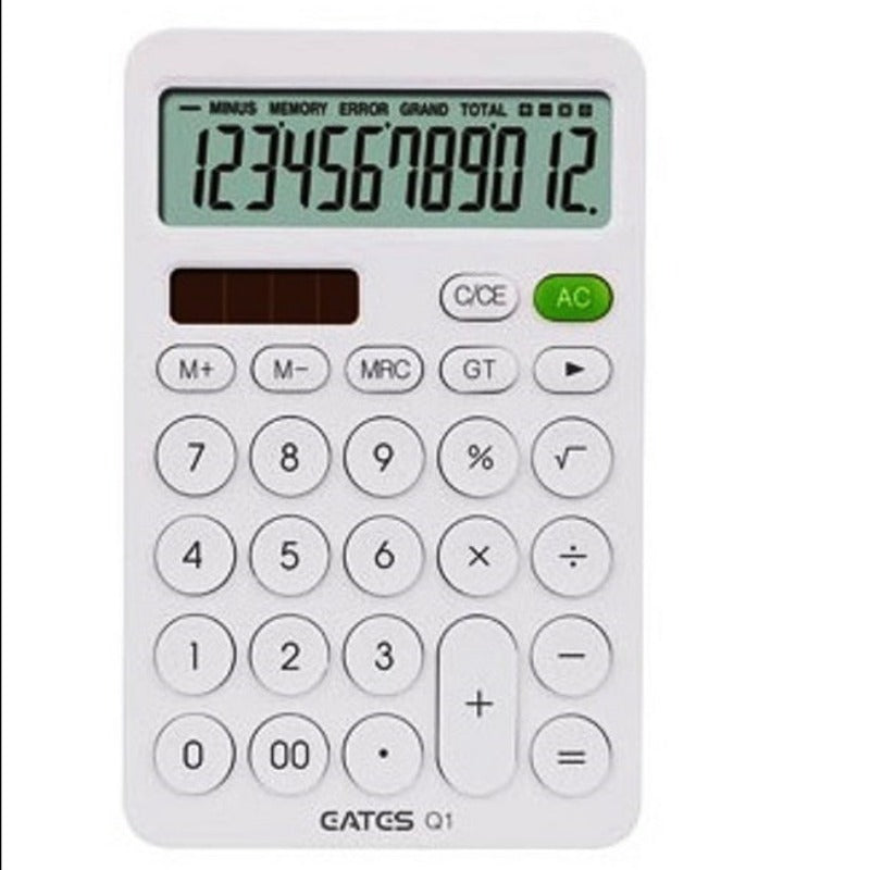 12 Digit Desk Calculator Large Big Buttons Financial Business Accounting Tool White Blue Orange Battery and Solar Power