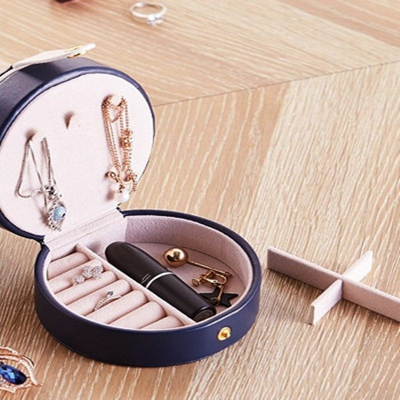 Portable Leather Jewelry Box Princess European Korean Simple Small Mini Earrings Rings Storage Case Hot Sell