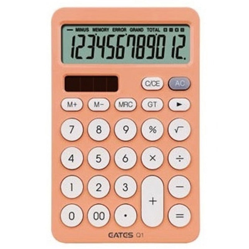 12 Digit Desk Calculator Large Big Buttons Financial Business Accounting Tool White Blue Orange Battery and Solar Power