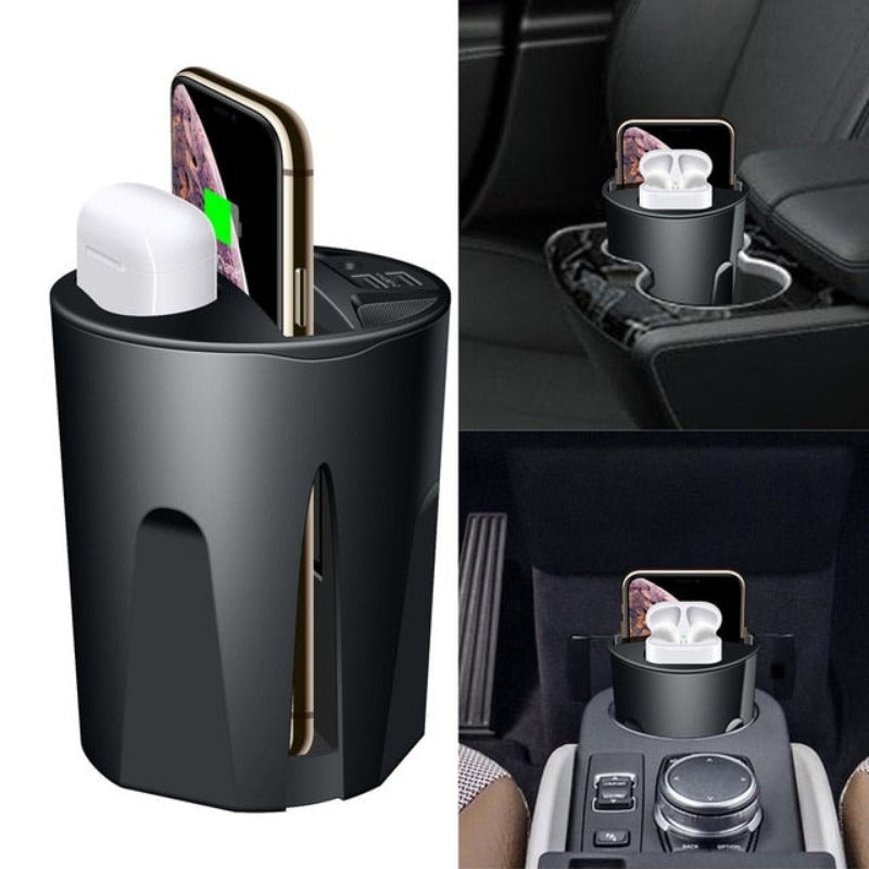 Universal Fast Wireless Car Charger Cup Wireless Charging Car Cup for Smartphone Wireless Charging with USB&Type-C Output