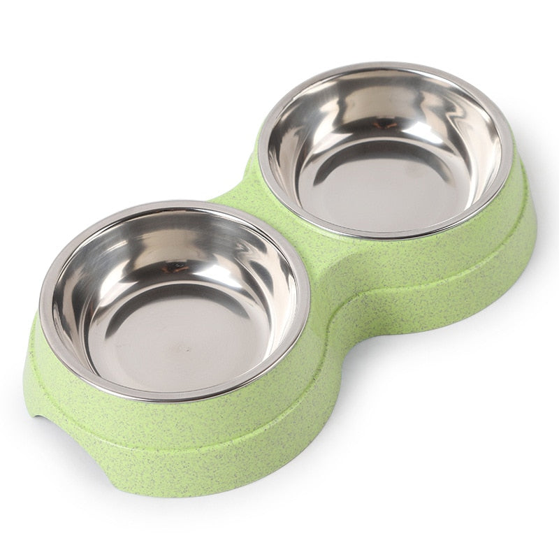 Double Pet Bowls Dog Food Water Feeder Stainless Steel Pet Drinking Dish Feeder Cat Puppy Feeding Supplies Small Dog Accessories