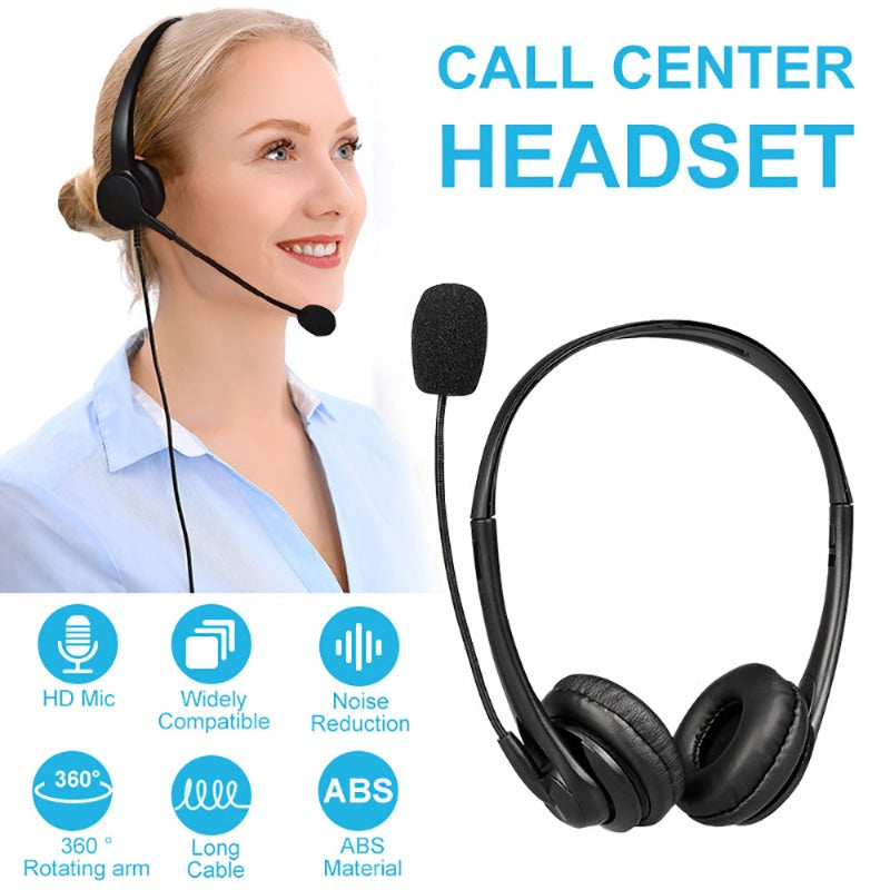 Office Wired Headset With Microphone Call Center Headphone with Noise Canceling Mic for Mpow Computer Phones USB Desktop 