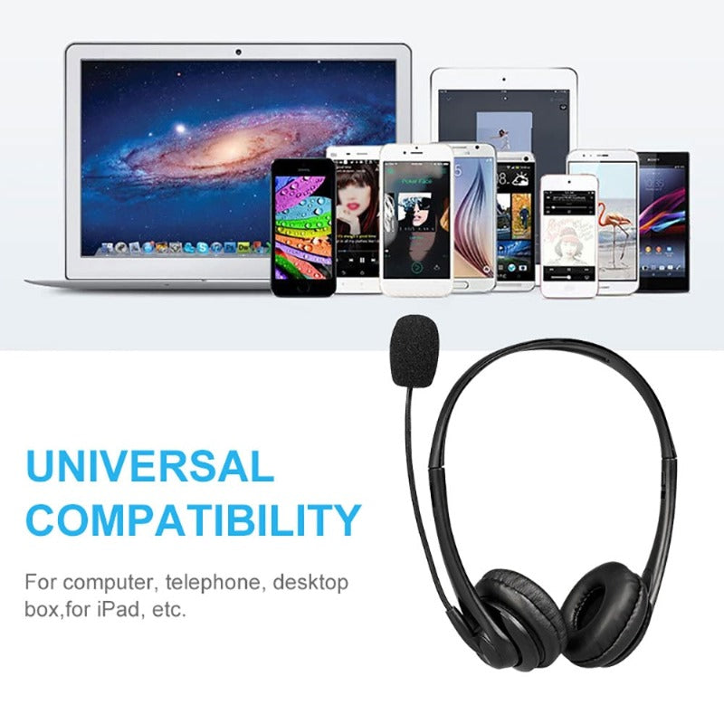 Office Wired Headset With Microphone Call Center Headphone with Noise Canceling Mic for Mpow Computer Phones USB Desktop 