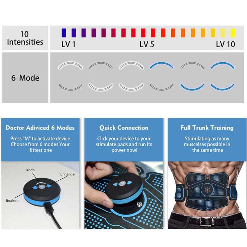 EMS Abdominal Muscle Trainer Stimulator ABS Electrostimulation Fitness Massager Abdomen Weight Loss Slimming Home Gym Equipment