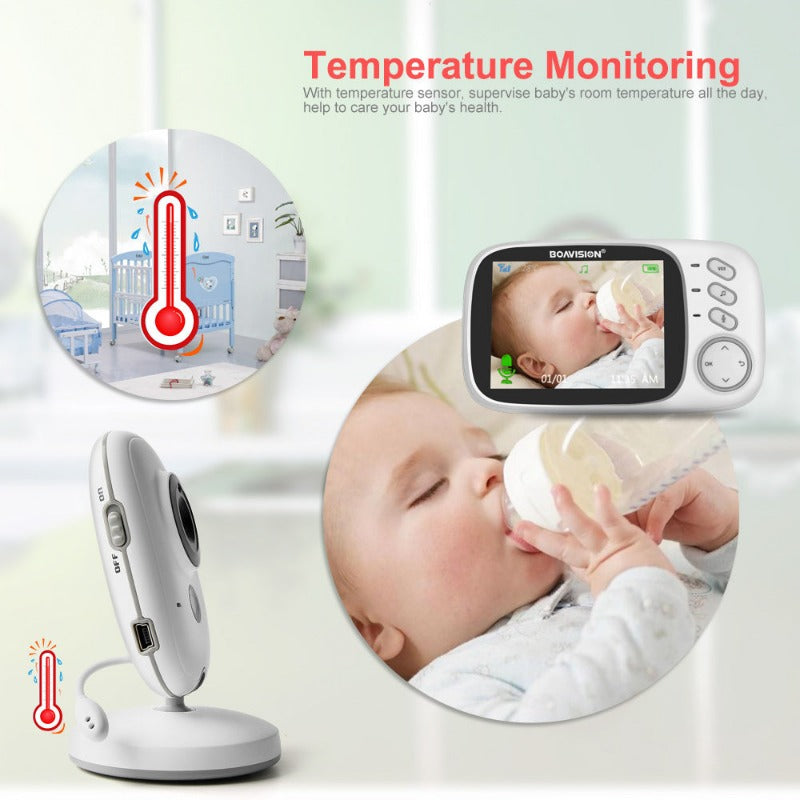 Video Baby Monitor 2.4G Wireless With 3.2 Inches LCD 2 Way Audio Talk Night Vision Surveillance Security Camera Babysitter