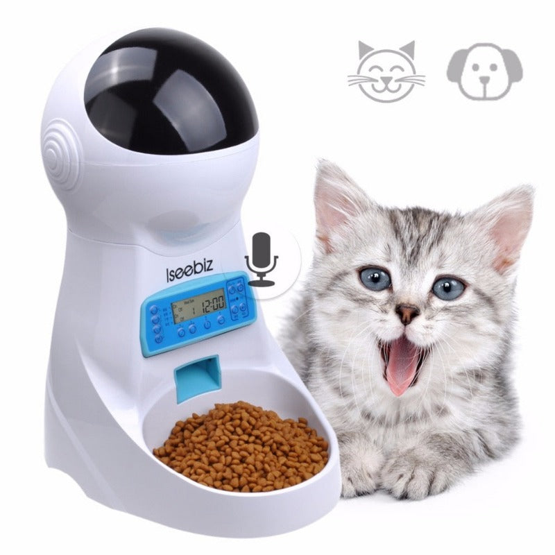 Automatic Pet Feeder With Voice Record Pets Food Bowl For Medium Small Dog Cat LCD Screen Dispensers 4 Times One Day