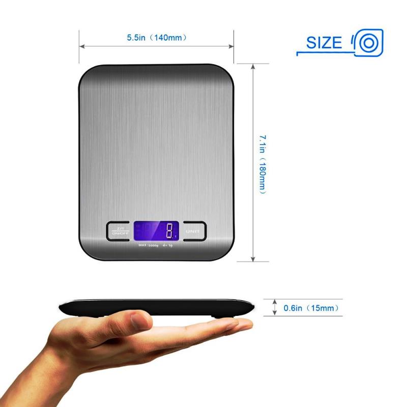 Kitchen Scale Stainless Steel Weighing Scale For Food Diet Postal Balance Measuring LCD Precision USB Charging Electronic Scales