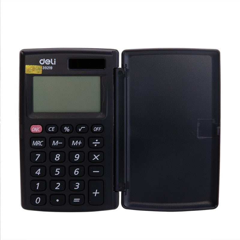 Deli E39219 portable Calculator Pocket mini Calculator small 8-digit Cover Battery Solar Dual power