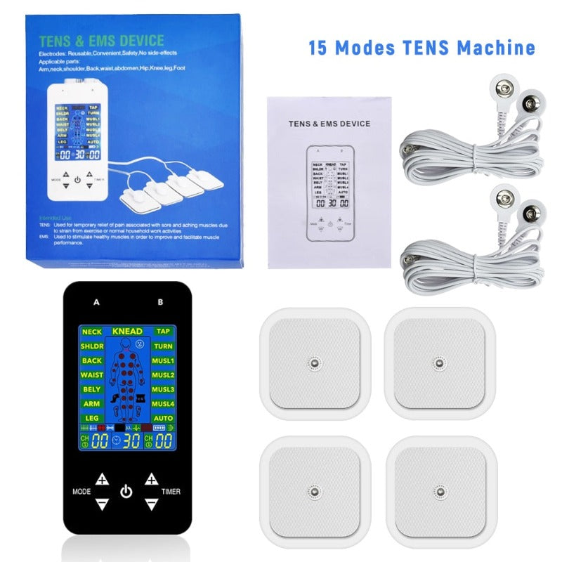 15 Modes Unit Electroestimulador Compex Professional Tens EMS Machine Stimulasi Otot Elektrik Bantalan Pijat Tubuh Fisioterapi