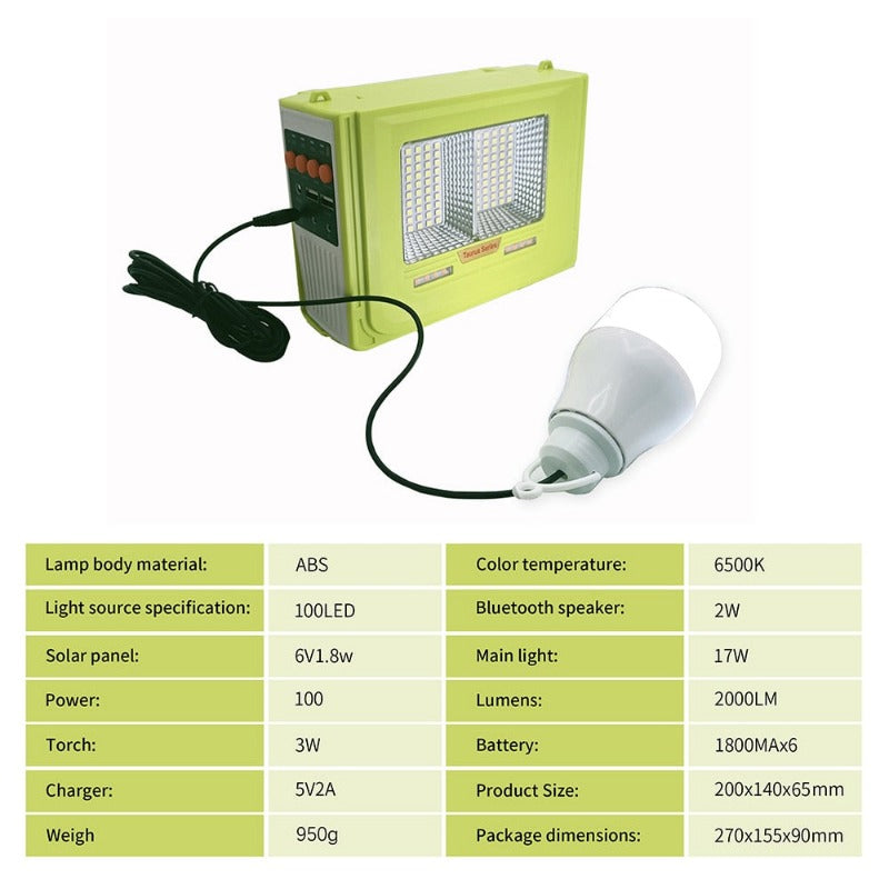 6500K LED Solar Energy Multifunction Portable Lamp Bluetooth Connection Mini Protable LED Light For Camping