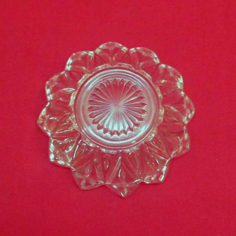 Antique Petal-Shaped Flared Pressed Glass Dish