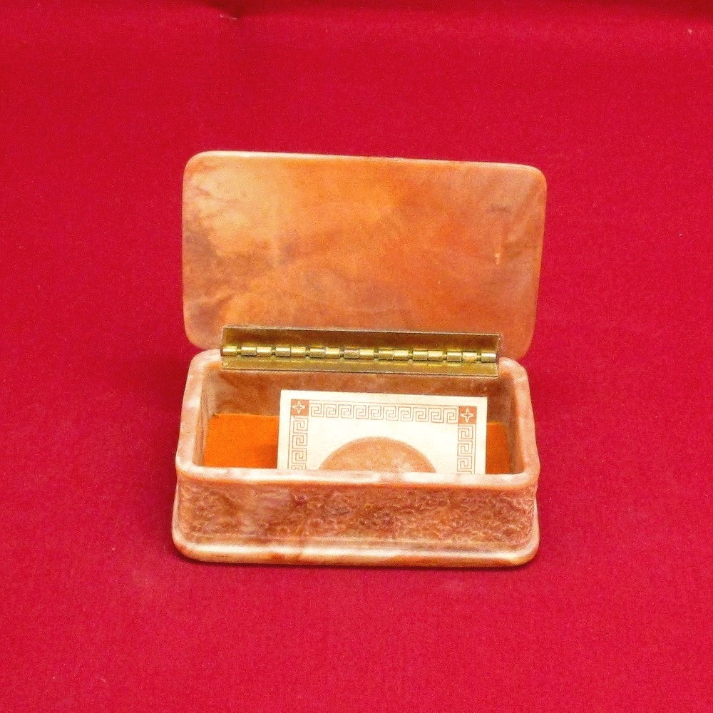 Antique Vintage Incolay Colored Natural Stone Box