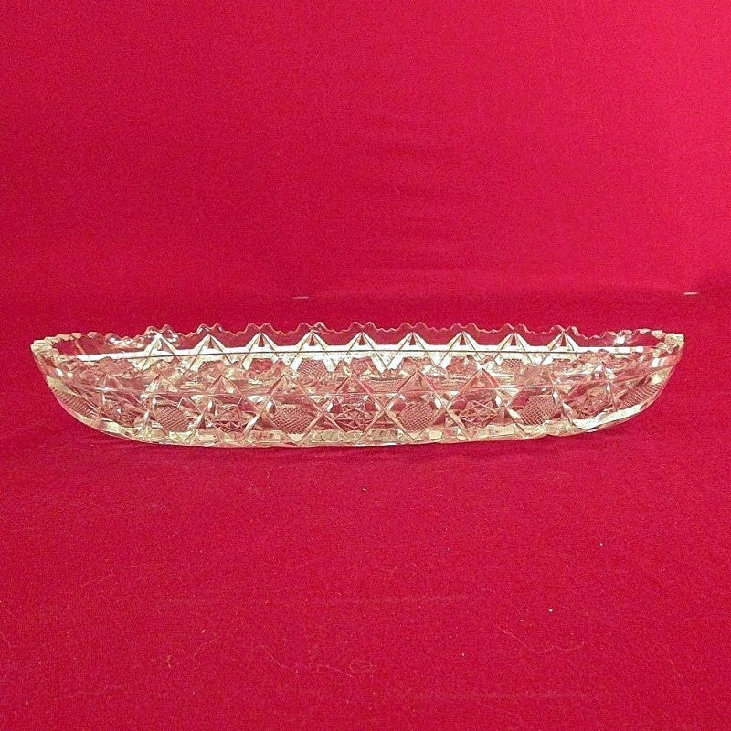 Antique Oblong Lead Cut Crystal Celery/Relish Dish