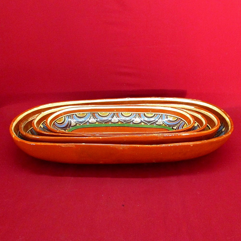 Set of 4 Terra Cotta Clay Mexican Folk-Art Dishes
