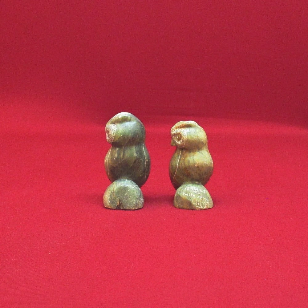 Pair of Hand Carved Soapstone Owl