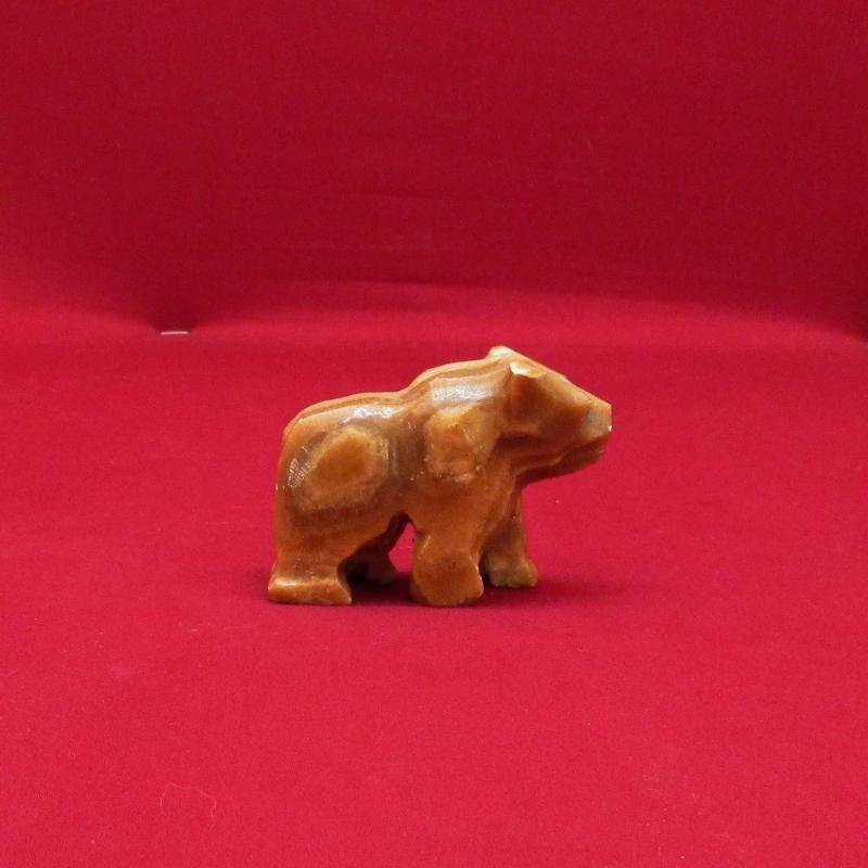 Mexican Hand Carved Alabaster Stone Brown Bear