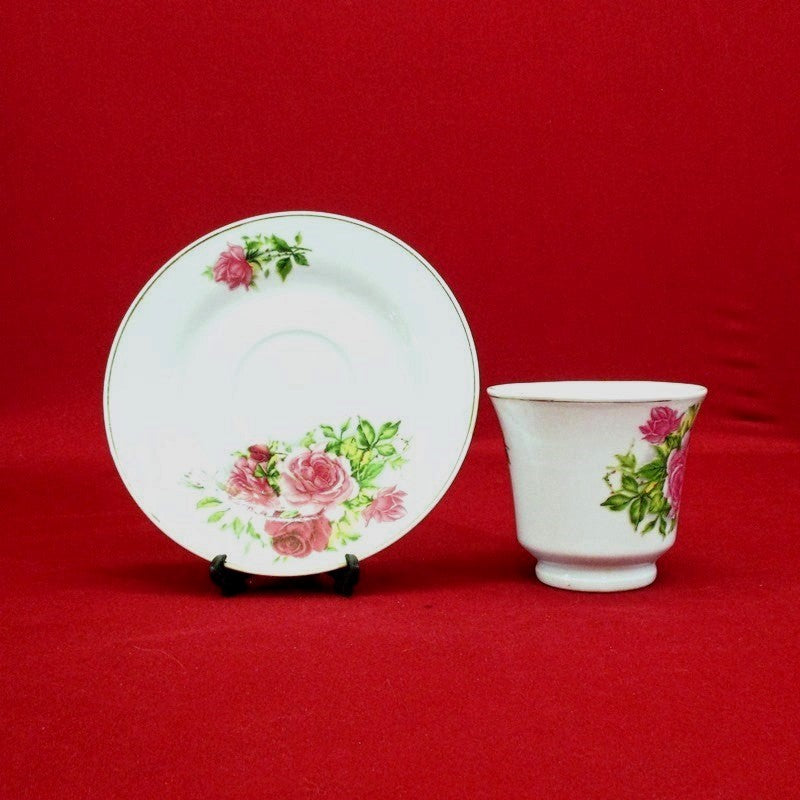 Antique Vintage Rose Pattern Cup and Saucer Set