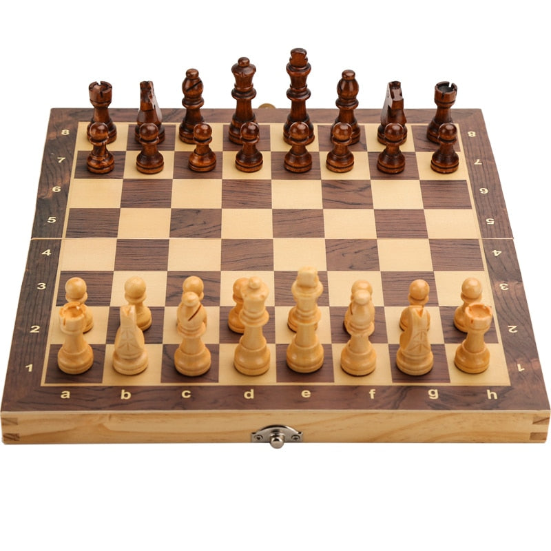 Chess Set Top Grade Wooden Folding Big Traditional Classic Handwork Solid Wood Pieces Walnut Chessboard Children Gift Board Game