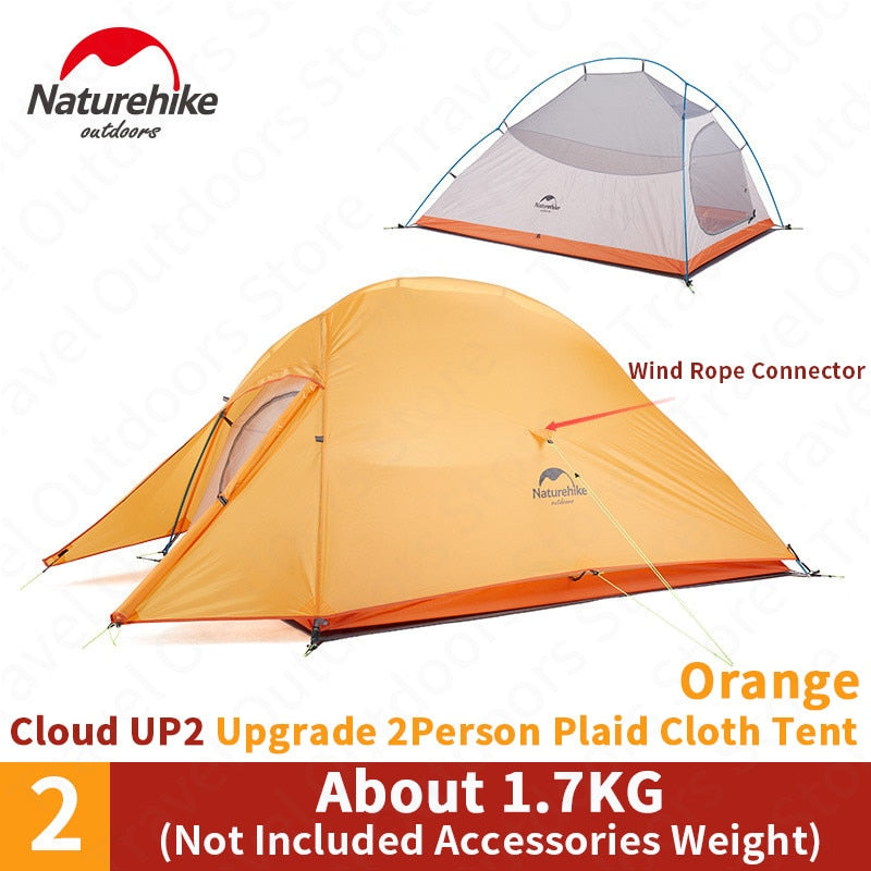 Naturehike New Upgrade CloudUp Series 1 2 3 Persons Ultralight 20D Silicone Double Layer Camping Tent With Mat NH17T001-T