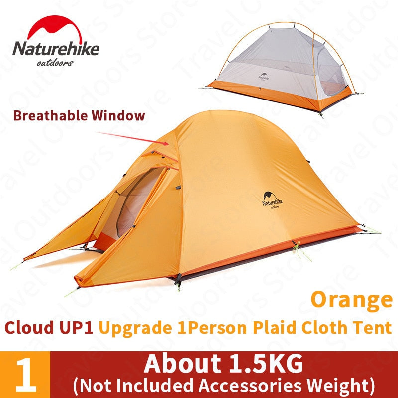 Naturehike New Upgrade CloudUp Series 1 2 3 Persons Ultralight 20D Silicone Double Layer Camping Tent With Mat NH17T001-T