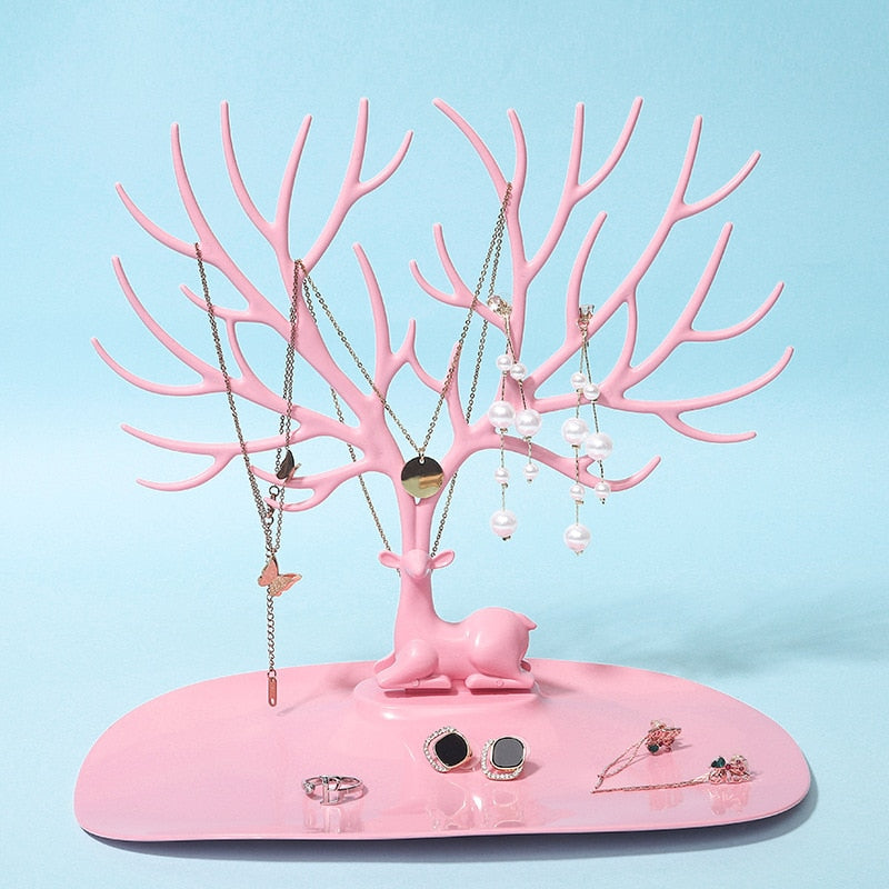 Antler Tree Jewelry Display Stand Tray Deer Earrings Necklace Ring Bracelet Jewelry Organizer Holder Storage Racks Desk Decor