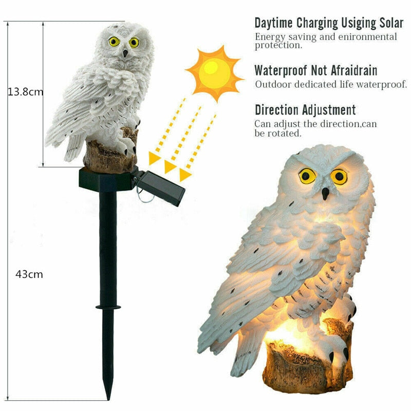 Solar Owl Garden Light Outdoor Waterproof LED Lawn Lamp for Pathway Walkway Yard Patio Lawn