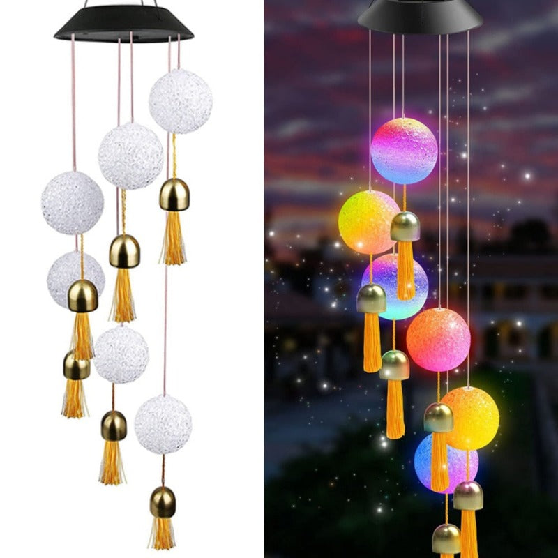 Color changing Solar Wind Chime Crystal Ball Hummingbird Wind Chime Lamp Waterproof Outdoor Use for Courtyard Garden Decoration