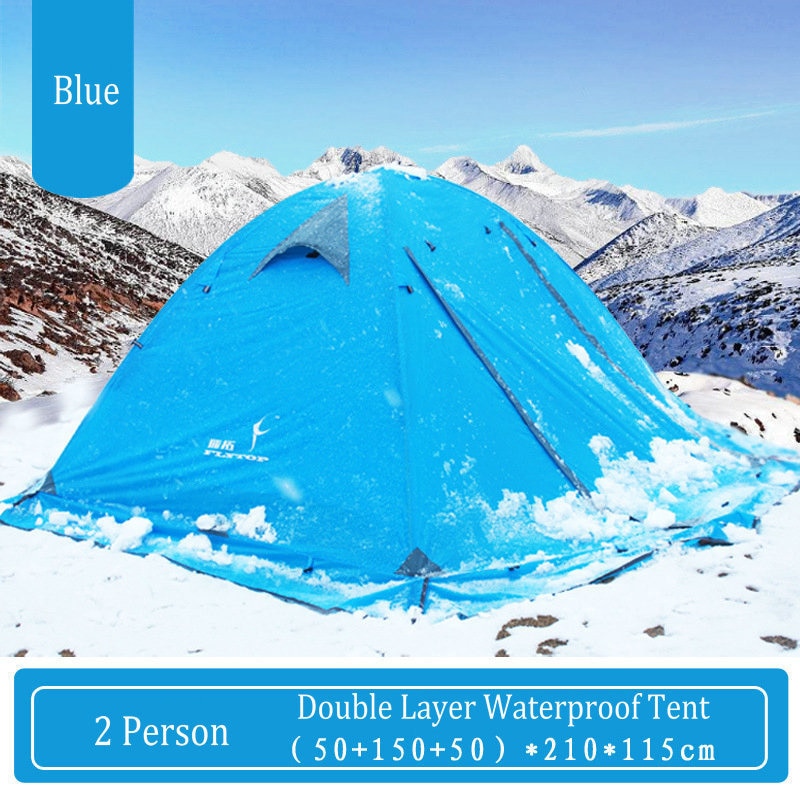 Separated Double Layer Winter Tourist Tent 2-3 Person 4 Season Rainproof Outdoor Family Camping Tent with Aluminum Pole