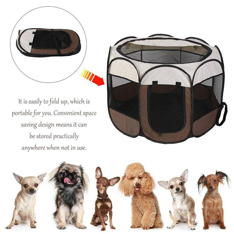 Portable Folding Pet Tent Dog House Octagonal Cage For Cat Tent Playpen Puppy Kennel Easy Operation Fence Outdoor Big Dogs House