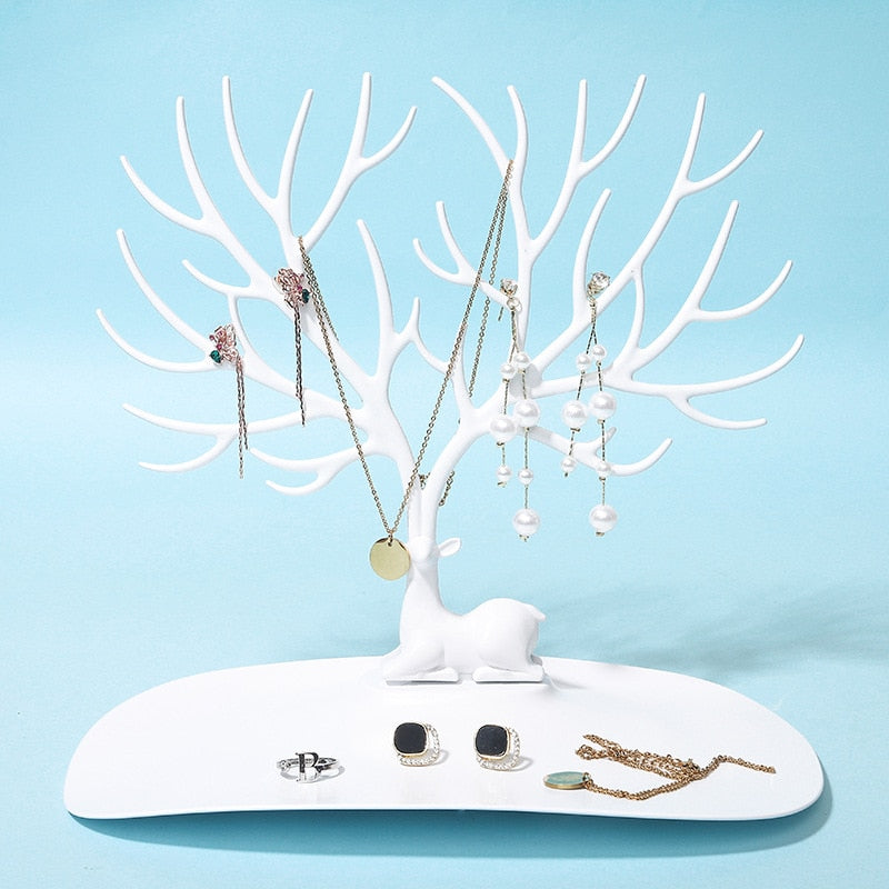 Antler Tree Jewelry Display Stand Tray Deer Earrings Necklace Ring Bracelet Jewelry Organizer Holder Storage Racks Desk Decor