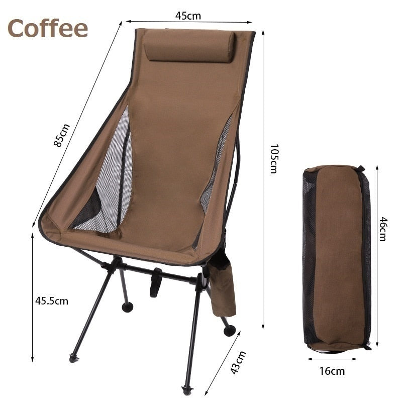 New Outdoor Folding Chair Ultralight Portable Camping Chair Quality Aluminiu Alloy Fishing Chair Leisure Beach Picnic Moon Chair