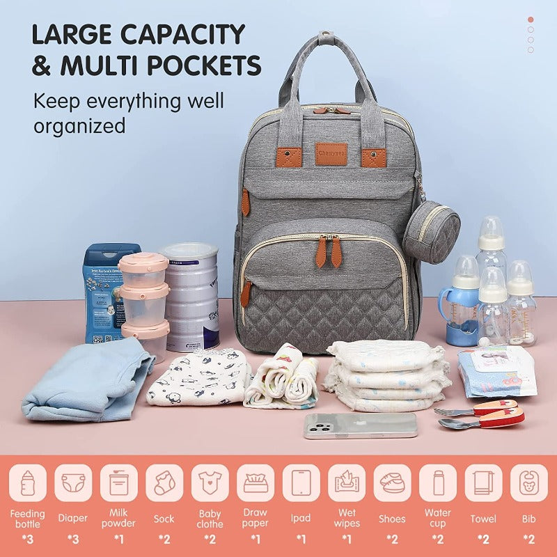 Diaper Bag Backpack Foldable Baby Bed Waterproof Travel Bag with USB Charge Diaper Bag Backpack with Changing Bed 3 types