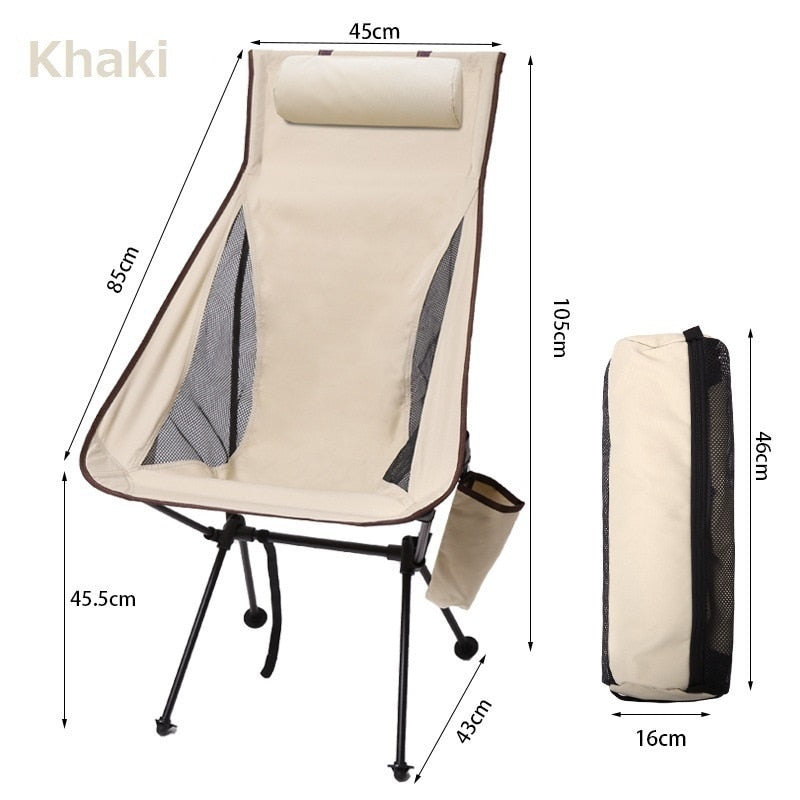 New Outdoor Folding Chair Ultralight Portable Camping Chair Quality Aluminiu Alloy Fishing Chair Leisure Beach Picnic Moon Chair