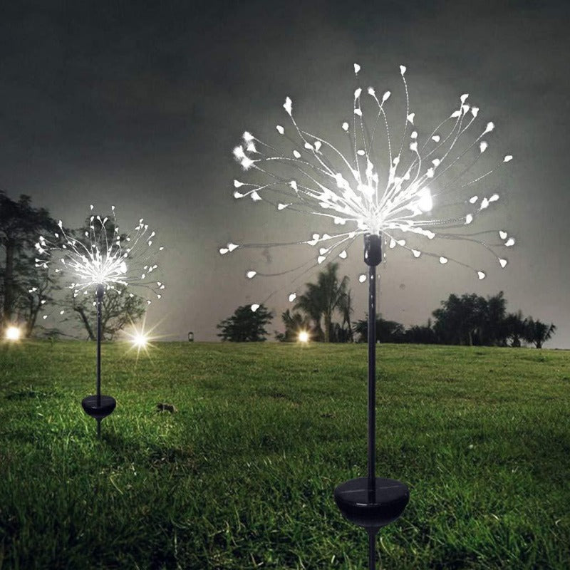 LED Solar Fireworks Lights Waterproof Outdoor Dandelion DIY Shape Lamp Flash String Fairy Lights for Garden Landscape Lawn Decor