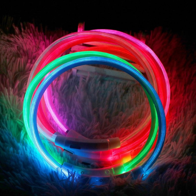 Led Light Dog Collar Detachable Glowing USB Charging Luminous Leash for Big Cat Collar Small Bright Labrador Pets Dogs Products