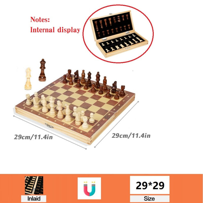 Chess Set Top Grade Wooden Folding Big Traditional Classic Handwork Solid Wood Pieces Walnut Chessboard Children Gift Board Game