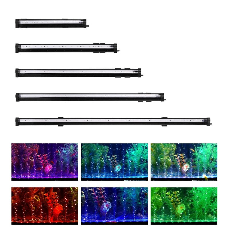 RGB LED Aquarium Light Fish Tank Submersible Light Aquatic Air Bubble Oxygenation Lamp EU US Plug Fish Tank Light