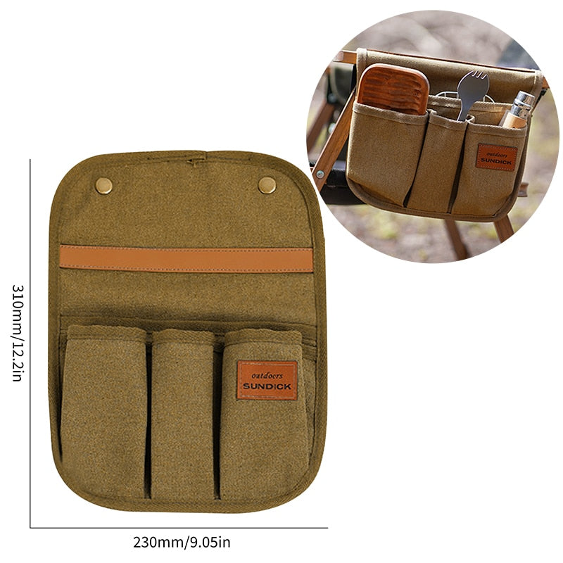 Camping Chair Armrest Storage Bag Canvas Folding Chair Organizer Side Pocket Pouch Bag for Outdoor Camping Picnic Fishing Bag