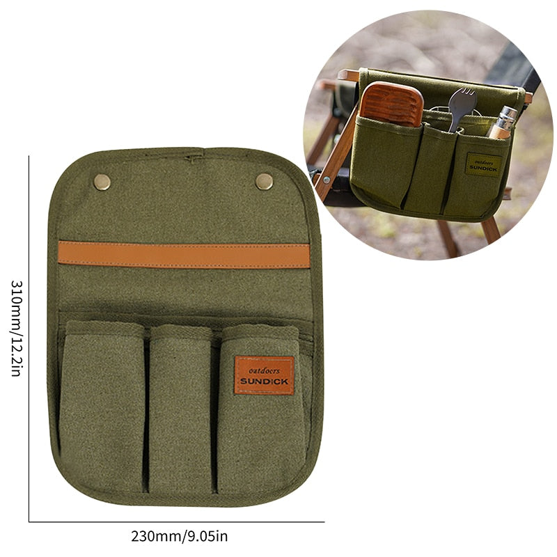 Canvas Folding Chair Organizer Camping Chair Armrest Storage Bag Side Pocket Pouch Bag for Outdoor Camping Picnic Fishing Bag