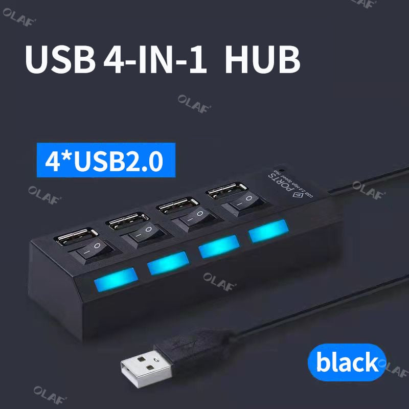 Elough USB HUB 2.0 Adapter Expander 4/7 Ports Multi Splitter Extender with LED Lamp Switch For Xiaomi Huawei Lenovo Macbook PC