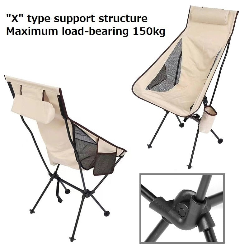 New Outdoor Folding Chair Ultralight Portable Camping Chair Quality Aluminiu Alloy Fishing Chair Leisure Beach Picnic Moon Chair