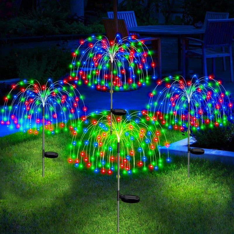 LED Solar Power Lights Firework Garden Decoration Fairy Lights Waterproof Outdoor Dandelion Lawn Lamp For Patio Path