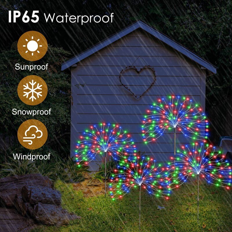 LED Solar Power Lights Firework Garden Decoration Fairy Lights Waterproof Outdoor Dandelion Lawn Lamp For Patio Path