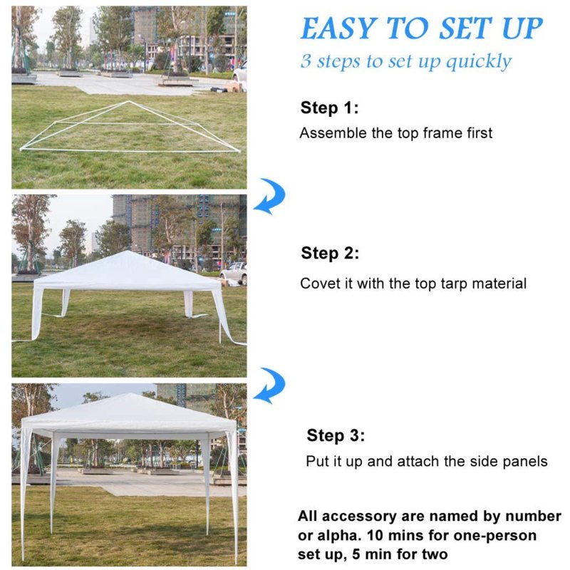 Patio Tent 10' x 10' with 4 Sides Walls Waterproof Outdoor Party Tent Gazebo, Easy to Assemble for Household, Wedding, Party