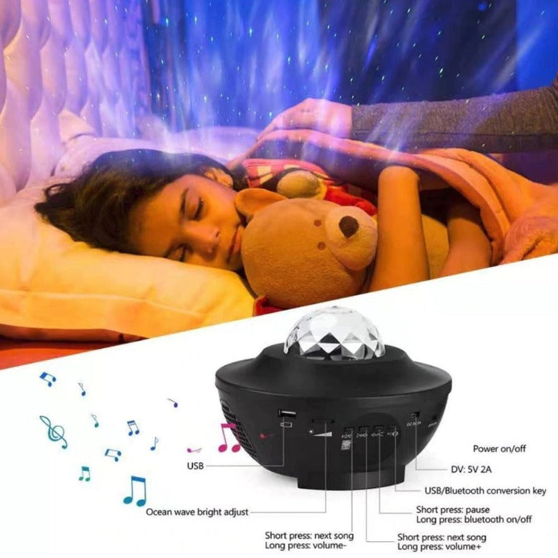 USB LED Star Night Light Music Starry Water Wave LED Projector Light Bluetooth Projector Sound-Activated Projector Light Decor