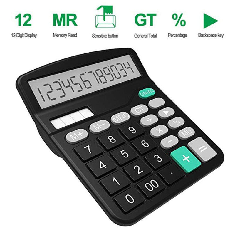 12 Digit Large Screen Calculator Solar Financial Accounting Clear ...