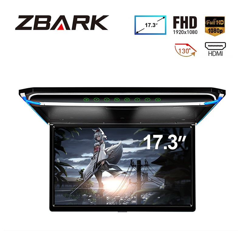 Car Roof Mounted Overhead Flip Down MP4 MP5 Video Player 15 Inch HD LED Monitor with HDMI SD AV InPut 16GB Card and Reader