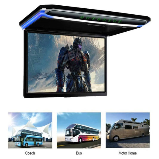 Car Roof Mounted Overhead Flip Down MP4 MP5 Video Player 15 Inch HD LED Monitor with HDMI SD AV InPut 16GB Card and Reader