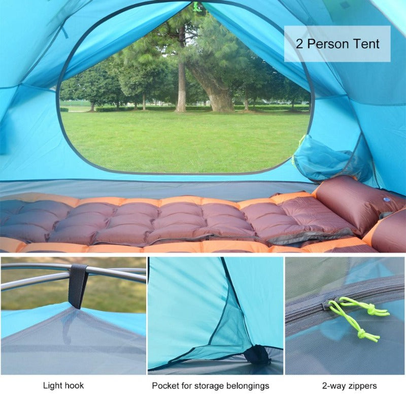 Separated Double Layer Winter Tourist Tent 2-3 Person 4 Season Rainproof Outdoor Family Camping Tent with Aluminum Pole